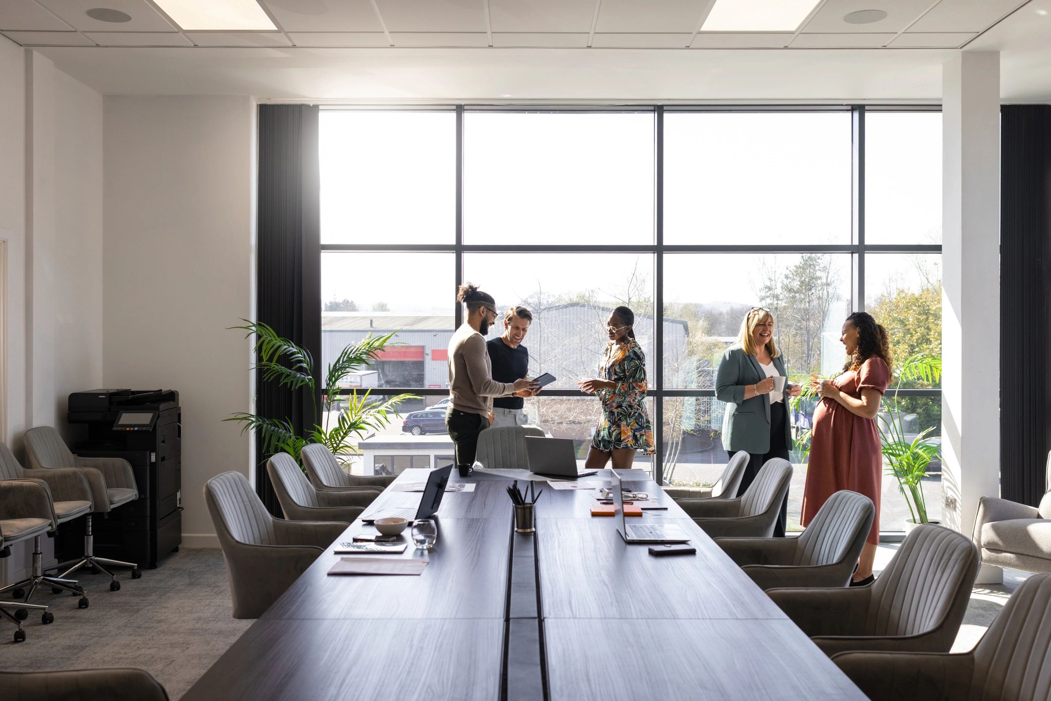 Business colleagues meeting in a modern corporate office